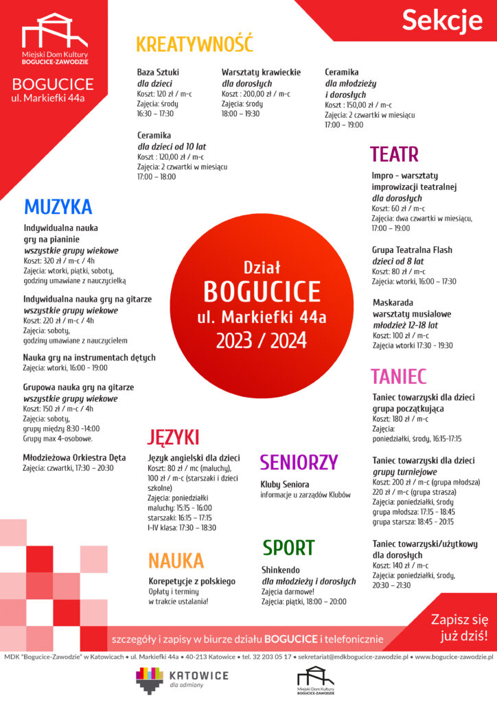 plakat sekcyjny działu Bogucice MDK
