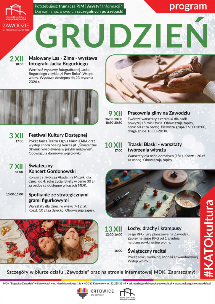 Program na miesiąc grudzień działu Zawodzie