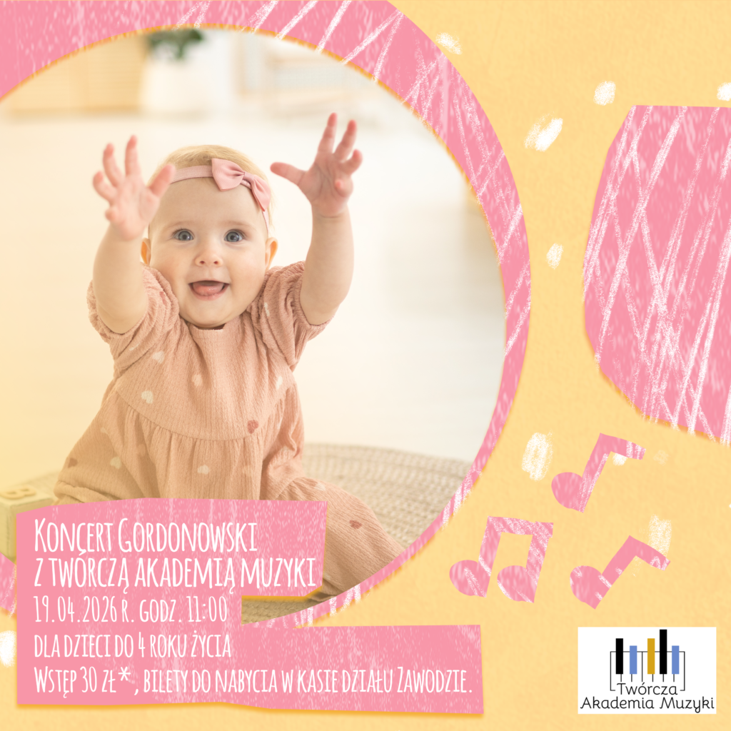 Grafika przedstawiajaca dziecko, zaproszenie na koncert gordonowski