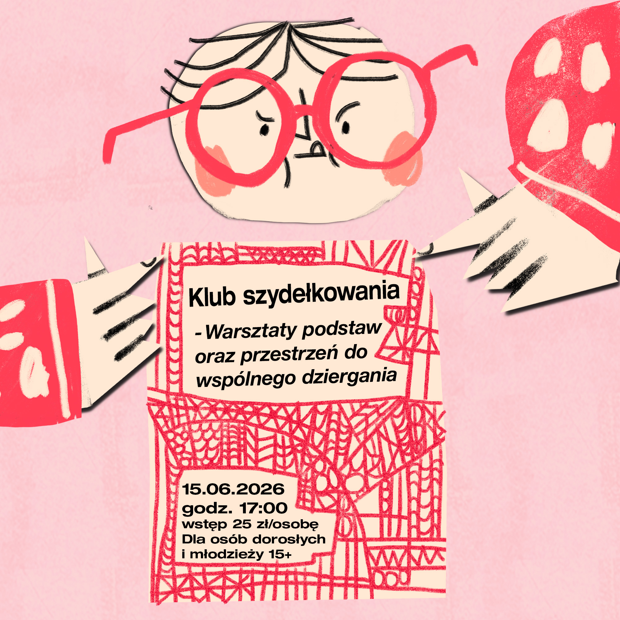 ilustracja przedstawiajaca osobe ktora szydelkuje